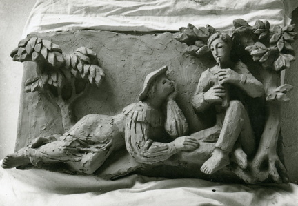 Flötenspieler mit Zuhörer