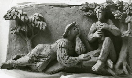 Flötenspieler mit Zuhörer